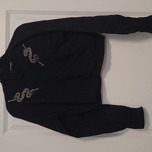 Cropped Black Snake Sweater